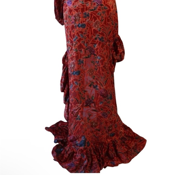 NEW Alexis Marseille One Shoulder High Low Red Floral Asymmetrical Dress Size XL - Picture 5 of 15